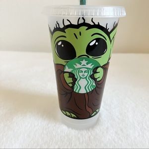 Grogu aka Baby Yoda Themed Venti Cold Cup Starbucks Tumbler